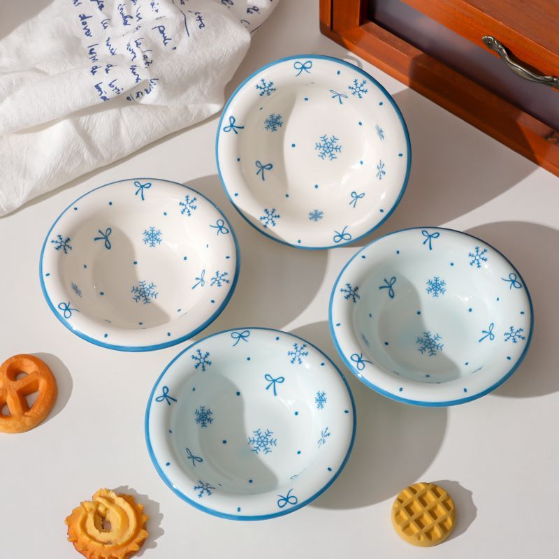 4Pcs Snowflake Ceramics Sauce  - огляд і ціна Sauce Dipping Cup