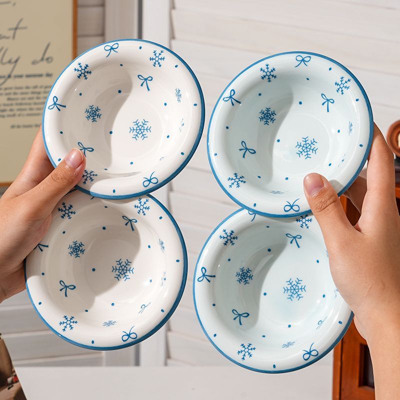4Pcs Snowflake Ceramics Sauce  - огляд і ціна Sauce Dipping Cup